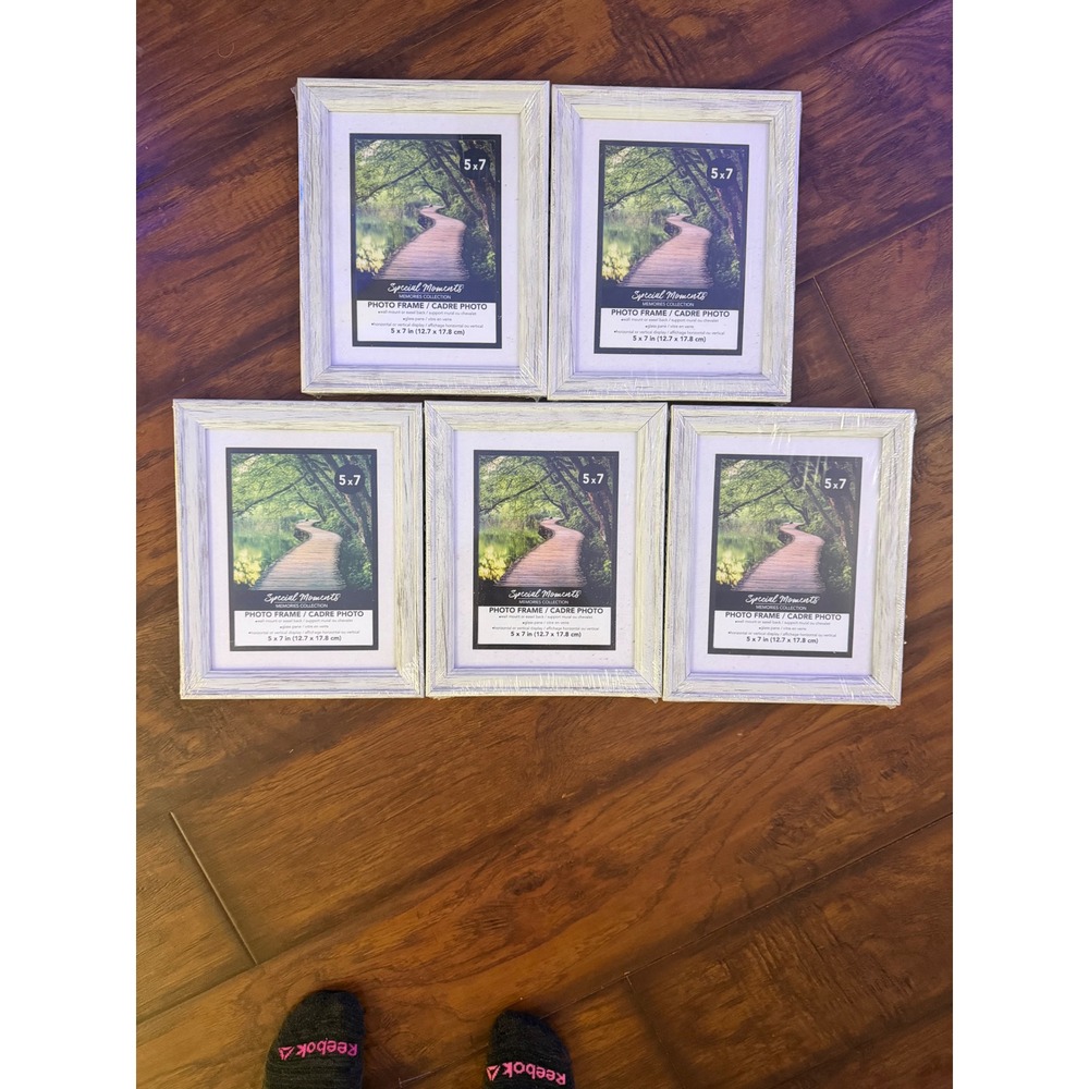 New Lot of 5 Special Moments 5x7 Whitewashed Farmhouse Photo Frames Glass